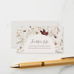 Copper Burgundy Wildflower   Beige Wedding Website Enclosure Card