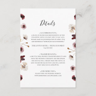 Copper Burgundy Wildflower Details Enclosure Card