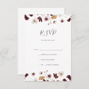 Copper Burgundy Wildflower RSVP Card
