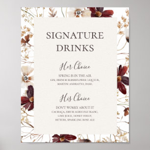 Copper Burgundy Wildflower   Signature Drinks Sign