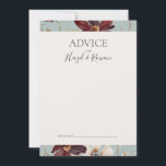 Copper Burgundy Wildflower | Teal Advice Card<br><div class="desc">This copper burgundy wildflower | teal advice card is perfect for your classic rustic boho rust, white, marsala wedding. Design features a bohemian wreath or bouquet of modern watercolor purple, red, grey, and blush pink wildflowers along with burnt orange and gold greenery. Featured in the design are poppies and barley....</div>