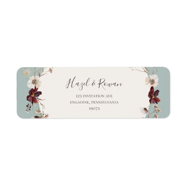 Copper Burgundy Wildflower | Teal Return Address (Front)