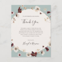 Copper Burgundy Wildflower | Teal Thank You Card