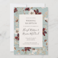 Copper Burgundy Wildflower Teal Wedding Reception