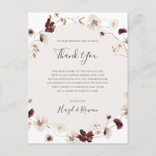Copper Burgundy Wildflower Thank You Card