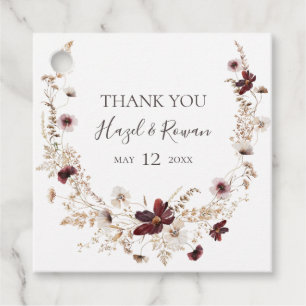 Copper Burgundy Wildflower   Thank You Favour Tags