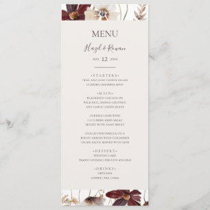 Copper Burgundy Wildflower   Wedding Dinner Menu