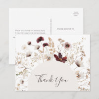 Copper Burgundy Wildflower Wedding Thank You