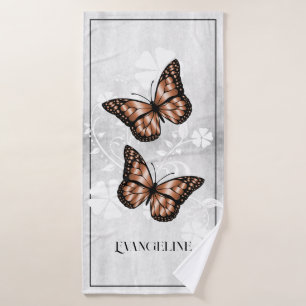 Copper Butterfly Floral Bath Towel Set