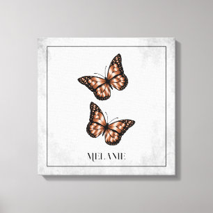 Copper Butterfly Floral Canvas Print