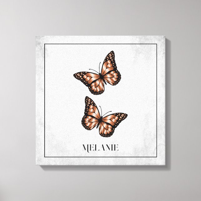 Copper Butterfly Floral Canvas Print (Front)