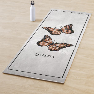 Copper Butterfly Floral Yoga Mat