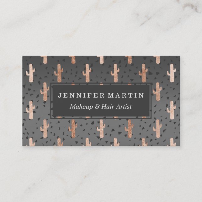 Copper Cactus Modern Chic Geo Triangles Gradient Business Card (Front)