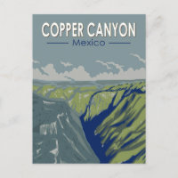Copper Canyon Mexico Travel Art Vintage