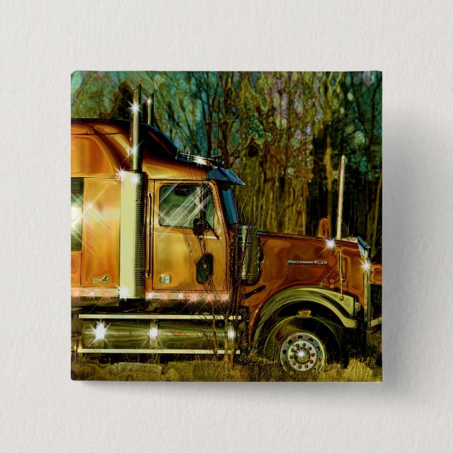 COPPER CARGO TRUCK BIG RIG TRUCKERS Button (Front)
