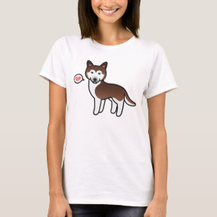 Copper Cartoon Siberian Husky Love T-Shirt