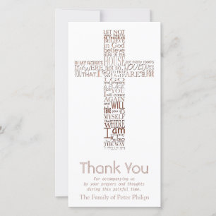Copper Christian Cross John 14 Sympathy Thank You Card