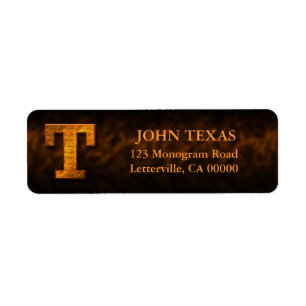 Copper Colour Monogram T Return Address Labels