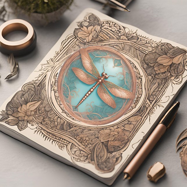 Copper-Coloured Dragonfly on Turquoise Background (Creator Uploaded)