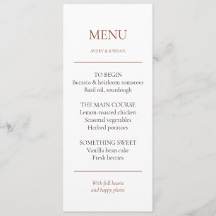 Copper Course Editable Wedding Dinner Menu Card