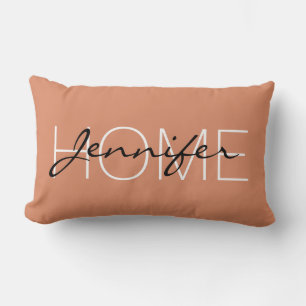 Copper (Crayola) colour home monogram Lumbar Cushion