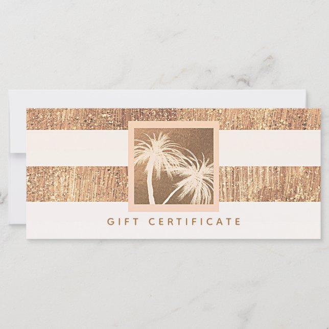 Copper & Cream Tropical Palm Tree Gift Certificate (Front)