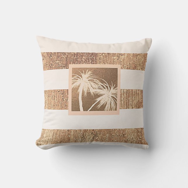 Copper & Cream Tropical Palm Trees Modern Chic Cushion (Front)