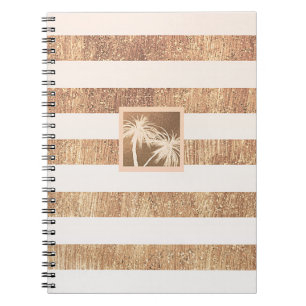 Copper & Cream Tropical Palm Trees Modern Chic Notebook