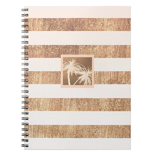 Copper & Cream Tropical Palm Trees Modern Chic Notebook (Front)
