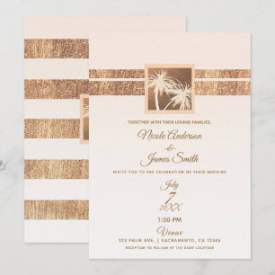 Copper & Cream Tropical Palm Trees Modern Wedding Invitation