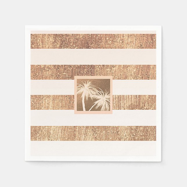 Copper & Cream Tropical Palm Trees Modern Wedding Napkin (Front)
