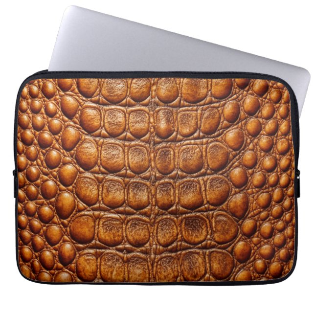 Copper Crocodile Alligator Faux Leather Print Laptop Sleeve (Front)