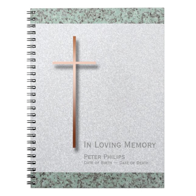 Copper Cross Stone 1 Funeral Memorial Guest Book (Front)