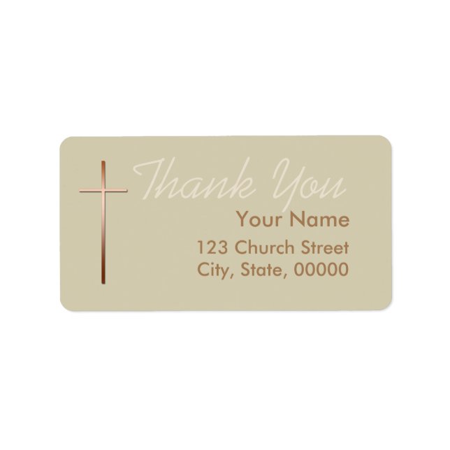 Copper Cross Thank You Label Choose Colour (Front)
