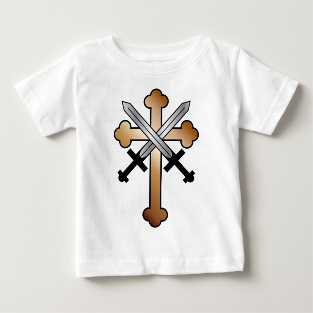 Copper Cross with Crossed Swords Baby T-Shirt (Front)