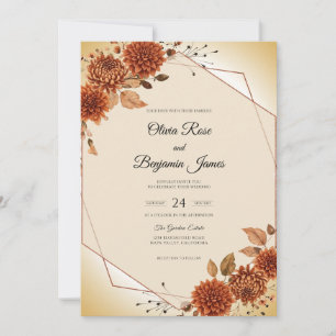 Copper Dahlia Autumn Wedding Invitation