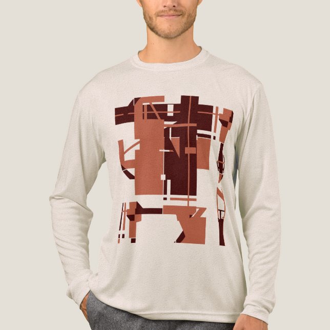 Copper Dark Brown MCM-like Geometric Abstract Art Tri-Blend Shirt (Front)