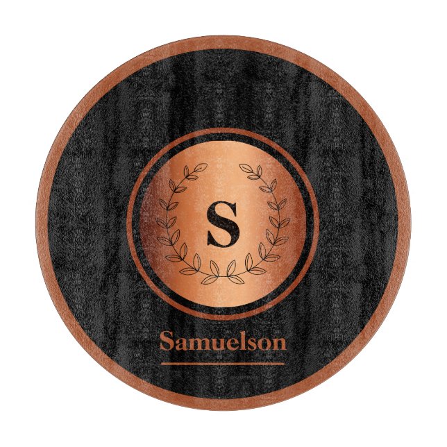 Copper Detailed Personalised Kitchen Cutting Board (Front)