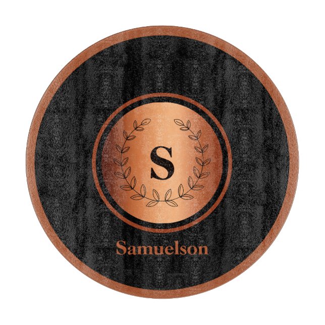 Copper Detailed Personalised Kitchen Cutting Board (Front)