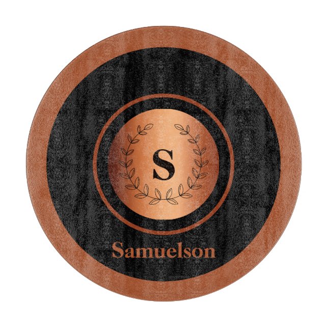 Copper Detailed Personalised Kitchen Cutting Board (Front)