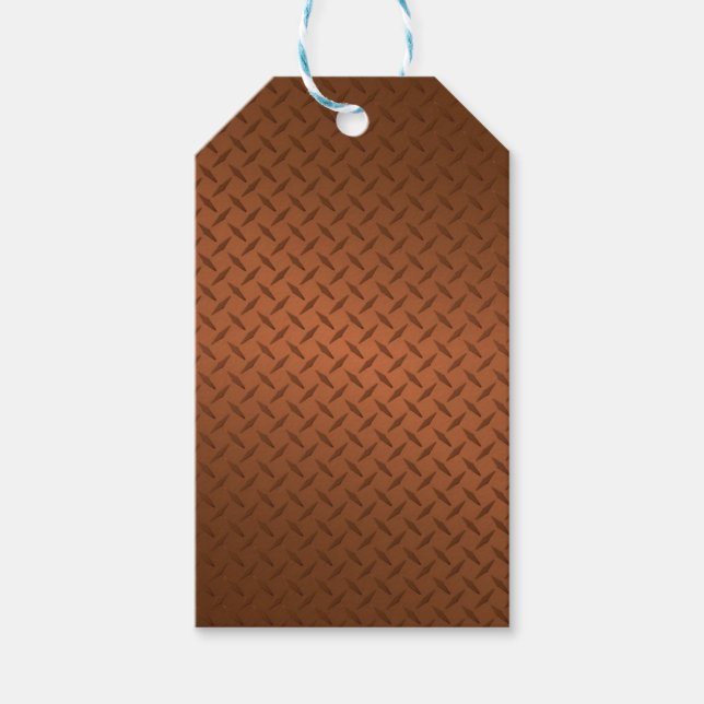 Copper Diamondplate Pattern Look Gift Tags (Front)