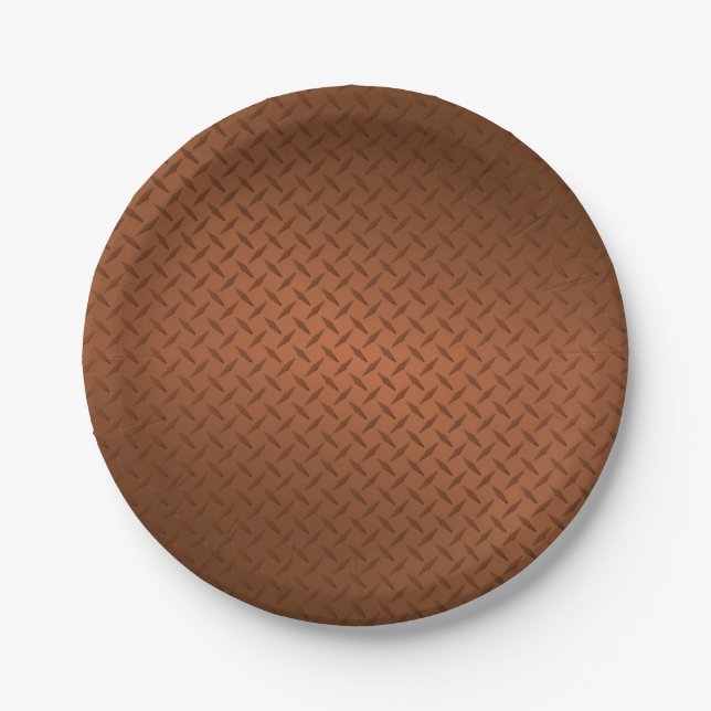 Copper Diamondplate Pattern Look Paper Plate (Front)