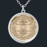 Copper Diamonds Wedding Anniversary  Silver Plated Necklace<br><div class="desc">Encrusted copper diamonds ( diamonds are not real) 35th wedding anniversary customisable clock. You can change the anniversary year</div>