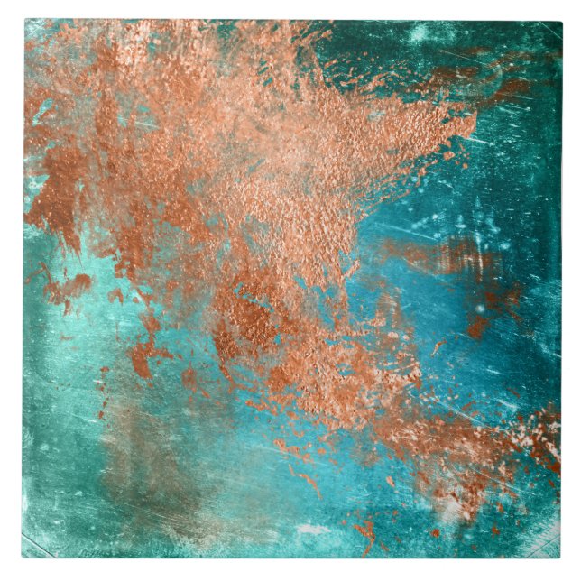 Copper Distressed Patina  Tile (Front)