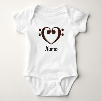 Copper Double Bass Clef Heart Customised Baby Bodysuit