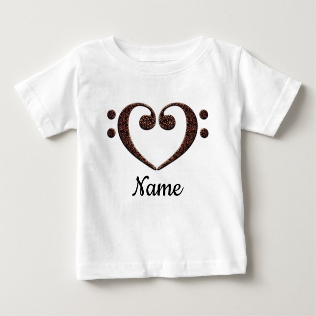 Copper Double Bass Clef Heart Customised Baby T-Shirt (Front)