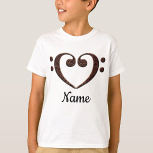 Copper Double Bass Clef Heart Customised T-Shirt