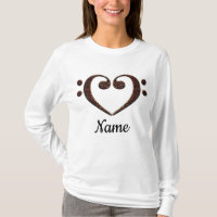 Copper Double Bass Clef Heart Customised