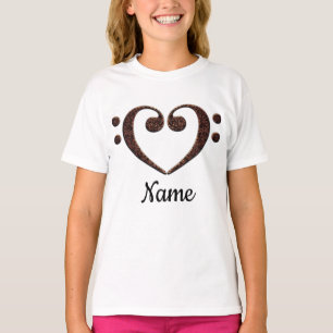Copper Double Bass Clef Heart Customised T-Shirt