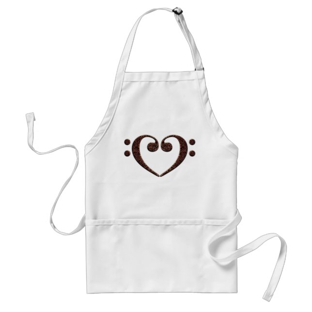 Copper Double Bass Clef Heart Music Lover Standard Apron (Front)